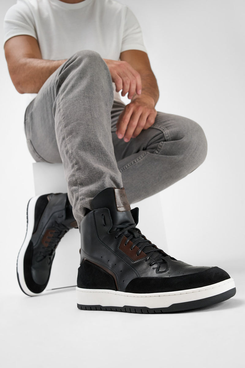 MADDOX urban-black patina high sneakers.