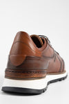 OWEN cocoa-brown triple stitched wingtip patina runners.