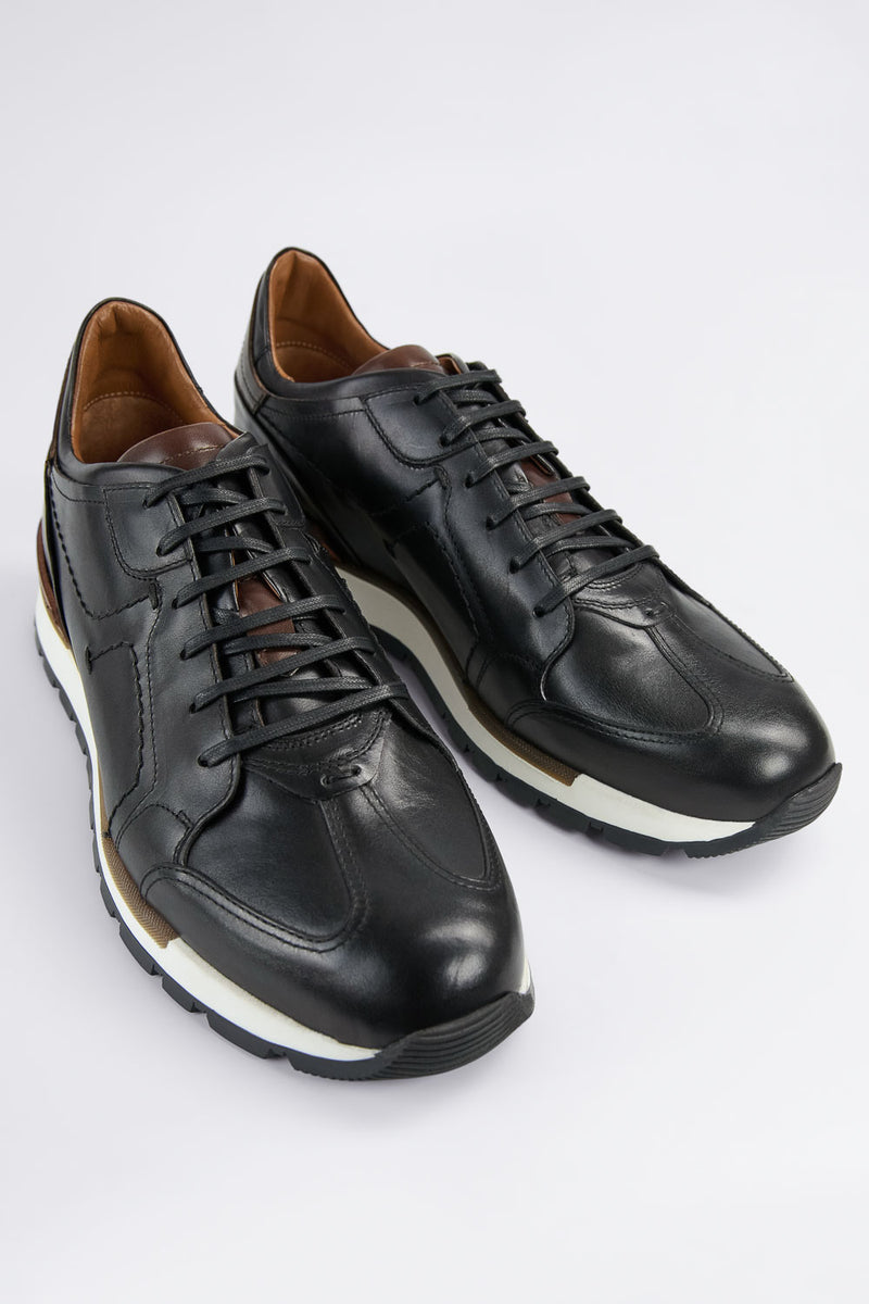 OWEN tuxedo-black triple stitched wingtip patina runners.