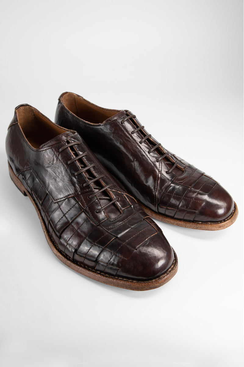 Men's Elegant Vintage Woven Leather Derby