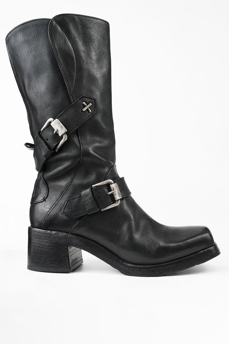 QUINN urban-black embellished high boots.