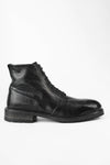 ROWLEY coal-black folded lace up boots.