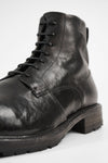 ROWLEY coal-black folded lace up boots.