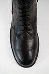 ROWLEY coal-black folded lace up boots.