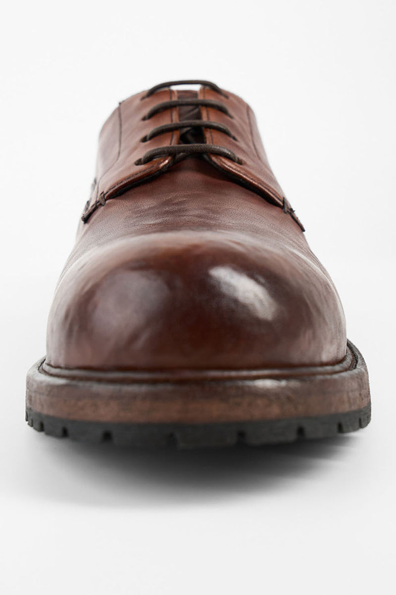 ROWLEY cognac folded derby shoes.