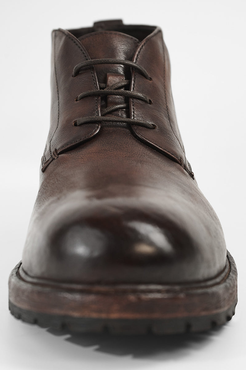 ROWLEY raw-chestnut folded chukka boots.