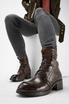 EXETER powder-chocolate lace up boots.