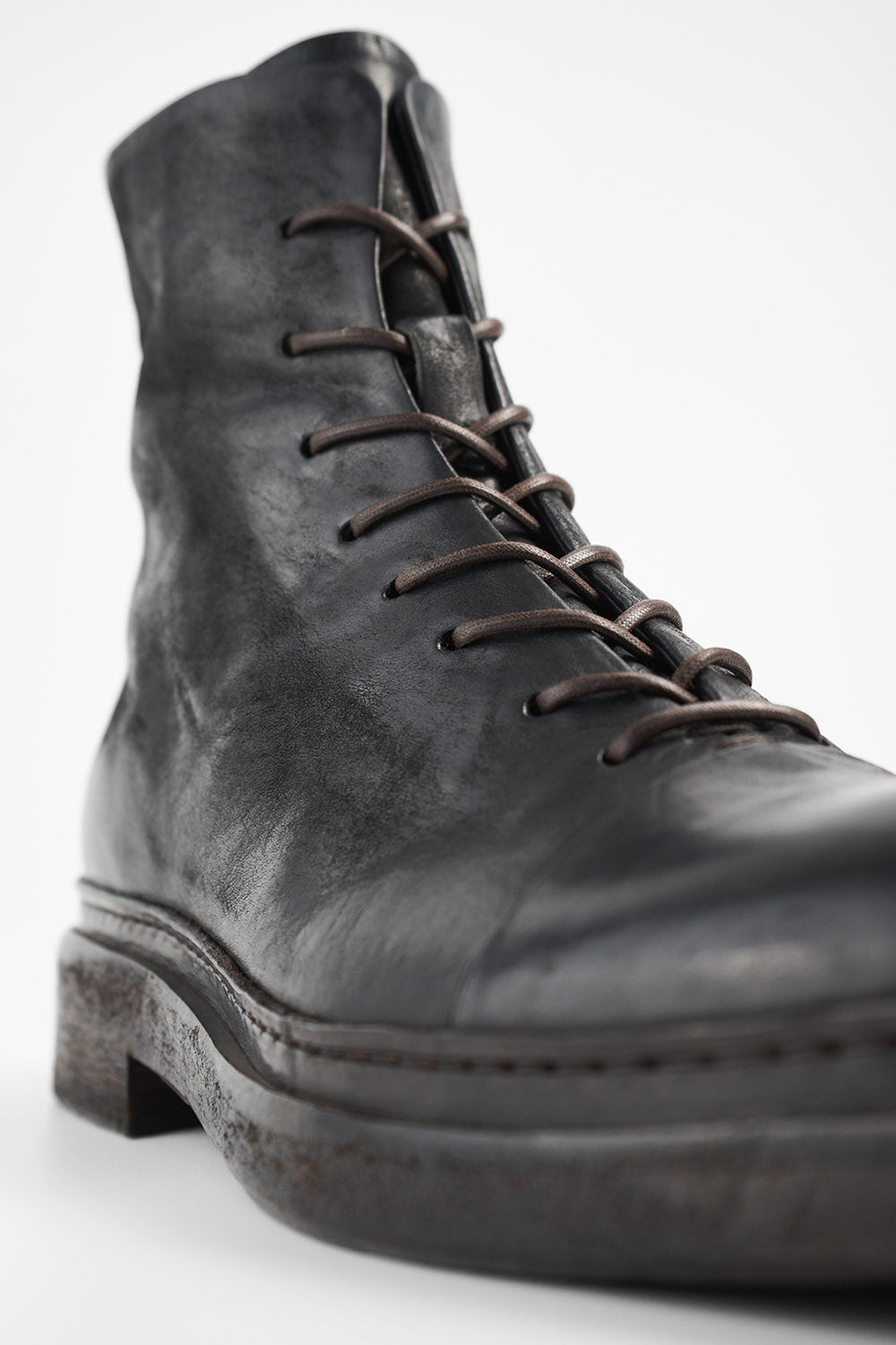 YALE matte-black welted oxford lace up boots.