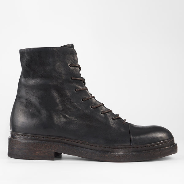 YALE matte black welted oxford lace up boots