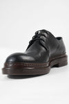 YALE tuxedo-black welted derby shoes.