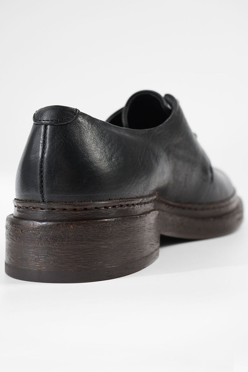 YALE tuxedo-black welted derby shoes.