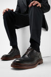 YORK imperial-black welted apron derby shoes.