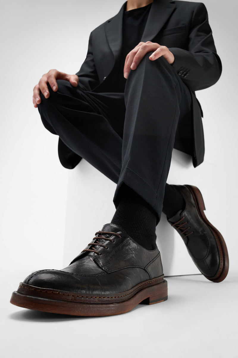 YORK imperial-black welted apron derby shoes.