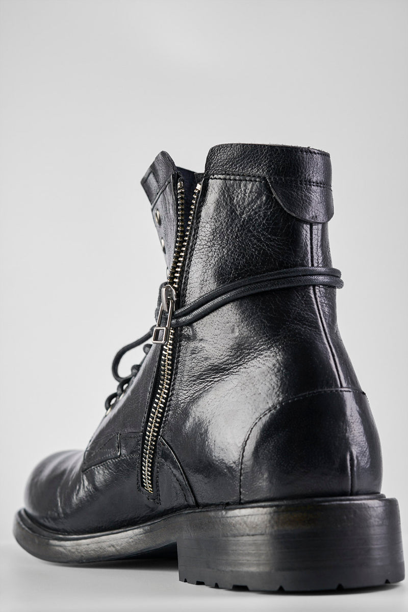 Leather lace up boots
