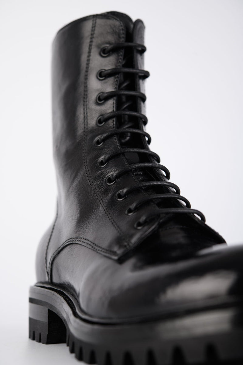 CAMDEN tar-black military boots | untamed street | women – UNTAMED STREET