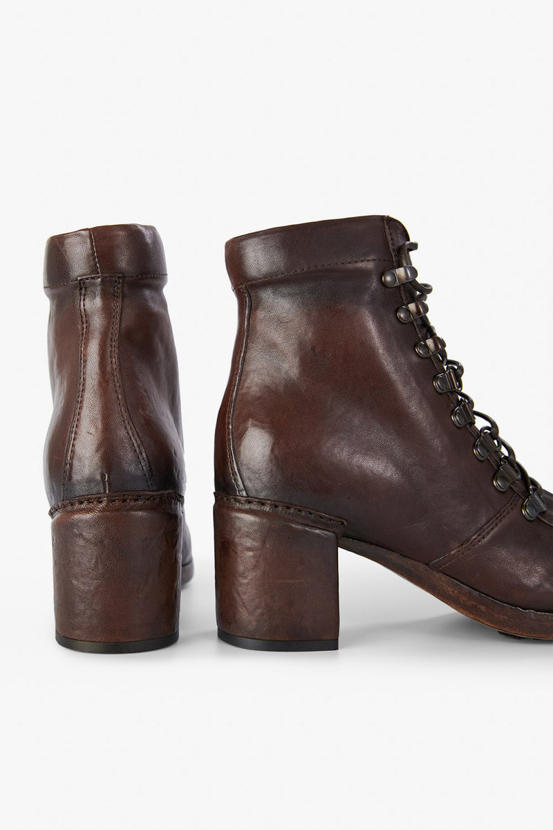 MADISON chocolate-brown lace up boots.