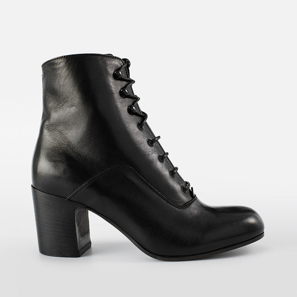 MOORE infinite-black lace-up boots.